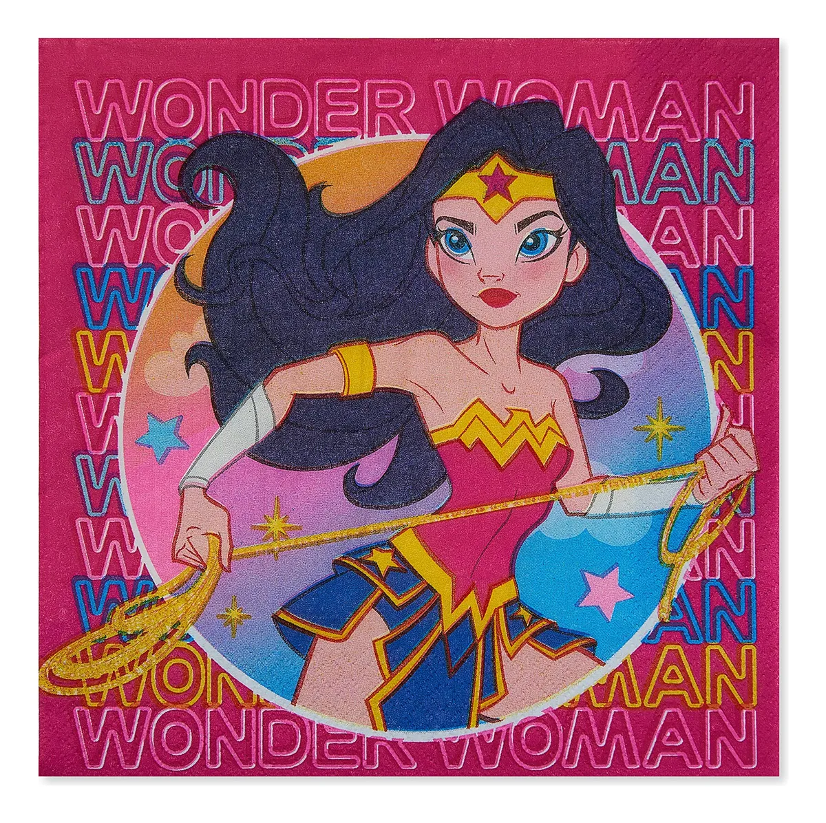 Servilletas de Almuerzo Wonder Woman 50 Unidades | Napkins de Fiesta Temática DC Comics para Eventos Infantiles y Cumpleaños | Decoración Divertida