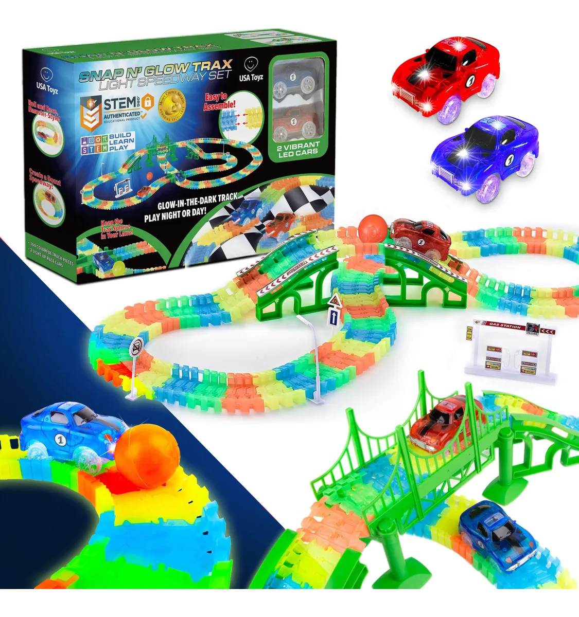 Juego Pista Carreras Coches LED Brillantes Original - Diversión Luminosa Interactivo para Niños y Adultos