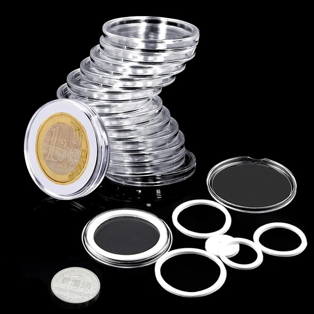 Cápsulas Transparentes para Monedas (20 Unidades) Protección y Exhibición de Colecciones - Ajustables Diámetro 20 a 40 mm