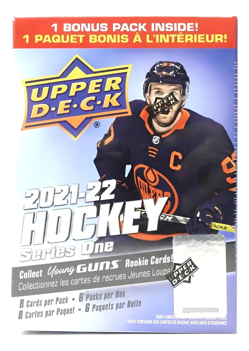 Caja de Hockey NHL Upper Deck Series 1 Blaster con 6 Unidades: Colecciona Cartas de Tus Jugadores Favoritos de la NHL | Producto Oficial para Fans del Hockey