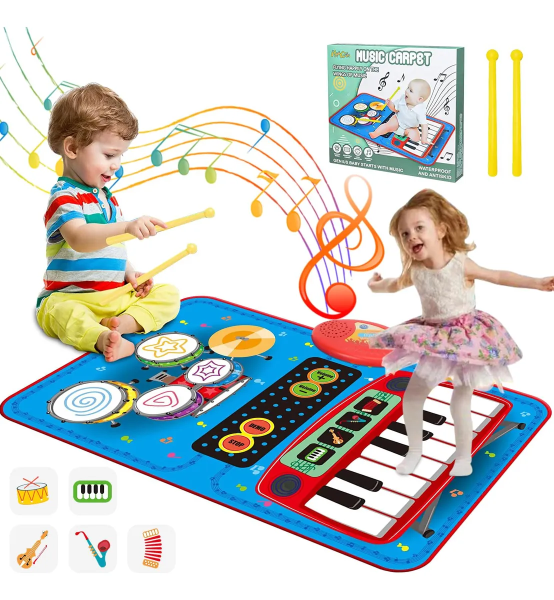 Alfombrilla Musical de Piano para Niños 2 en 1 Plegable Azul - ¡Horas de Diversión y Aprendizaje Musical Interactivo para Pequeños Músicos!