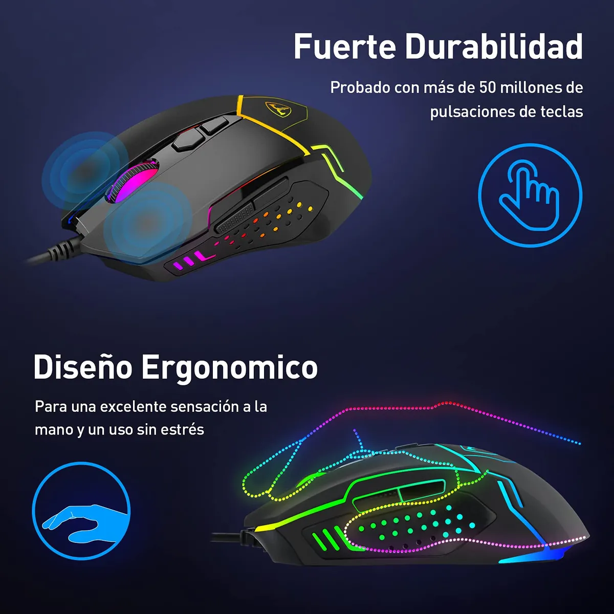 Mouse Con Botones Programables Mouse Gamer RGB Programable 7200 DPI, 7 Botones, Negro - Precisión y ...