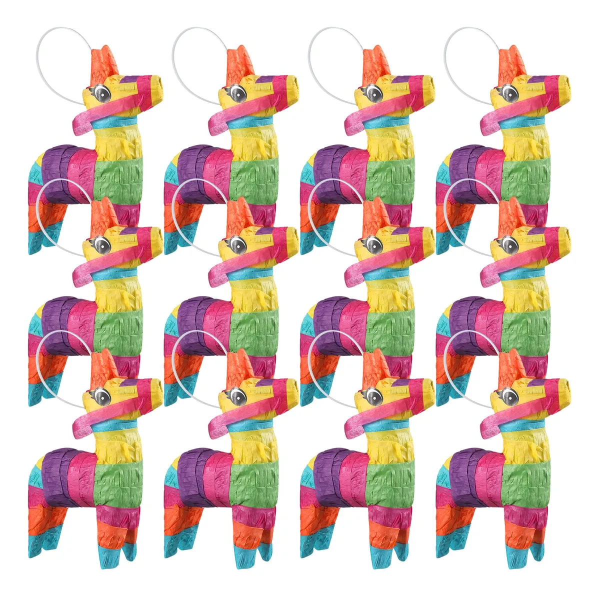 12 Mini Piñatas Mexicanas de Burro Marrón para Fiestas Infantiles y Decoración Temática - Ideal para Rellenar y Romper
