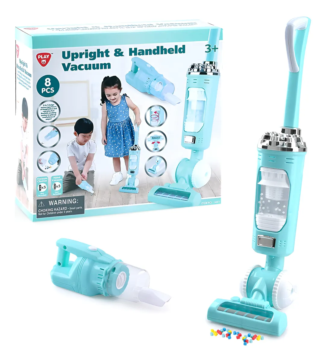 Juego de Juguetes Aspiradora para Niños - 2 Piezas con Efectos de Sonido Realistas - Juguete Educativo y Divertido para Pequeños Hogares