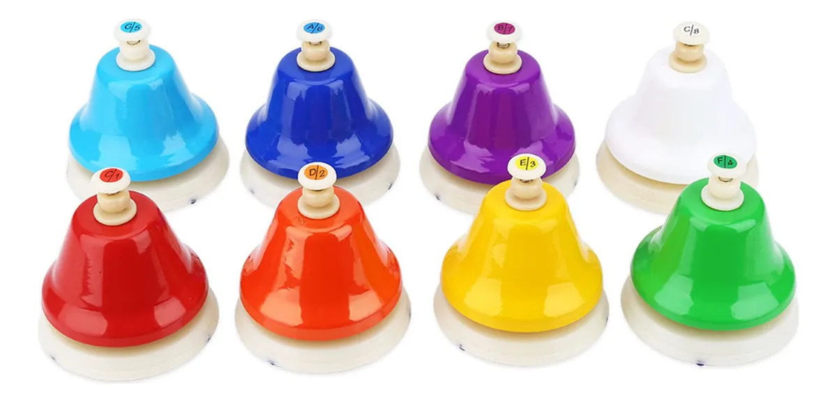 Campana de Mano Colorida 8 Notas - Juguete Musical Educativo para Niños | Estimula la Creatividad y el Desarrollo Auditivo