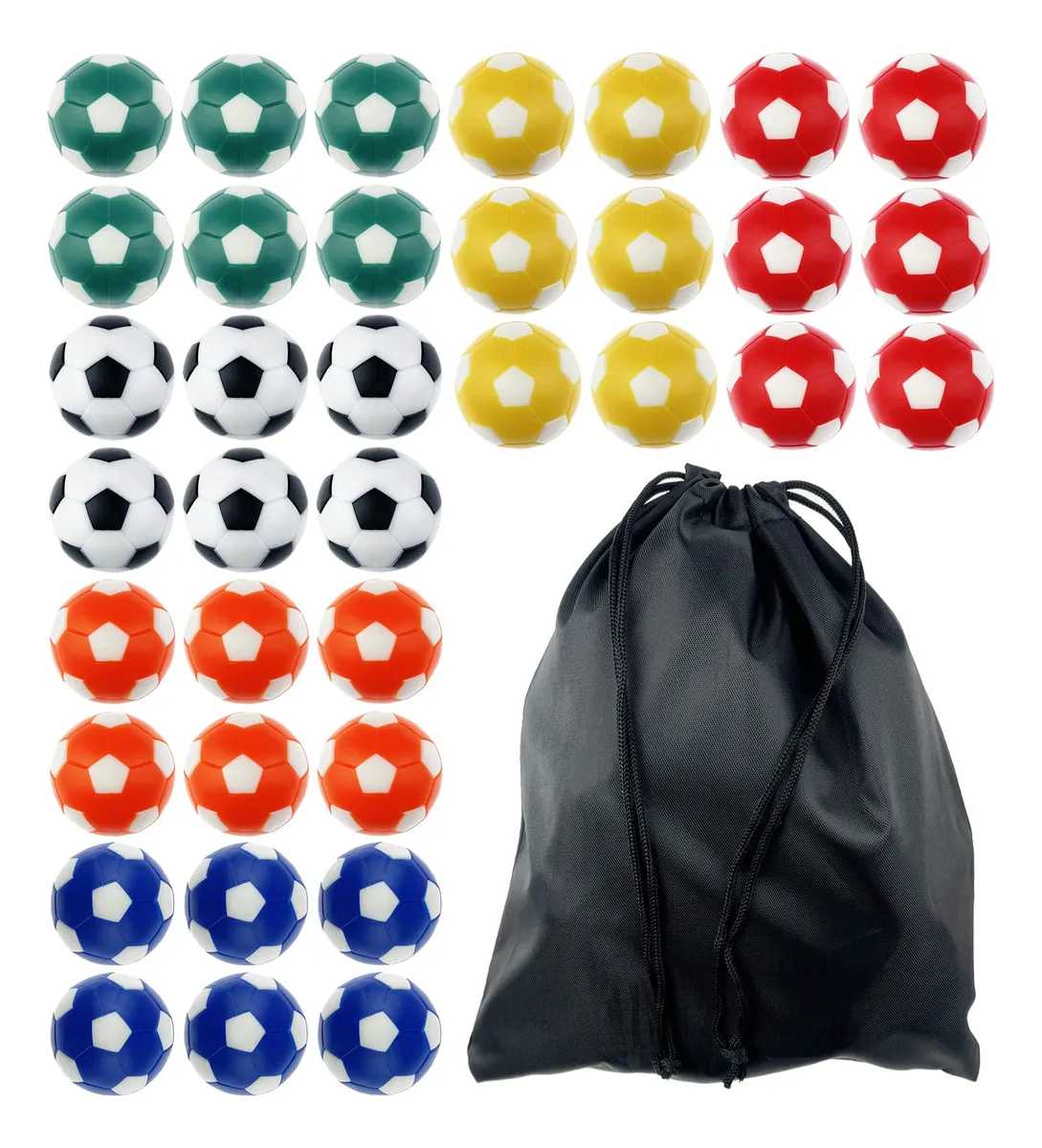 Pack 36 Pelotas de Futbolín Profesionales 36mm con Bolsa de Almacenamiento Incluida - Ideales para Mesas de Futbolín de Tamaño Estándar