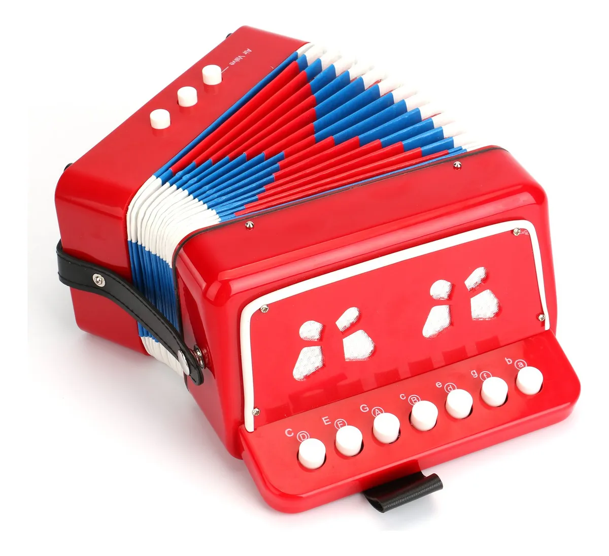 Acordeón Infantil 10 Teclas Rojo - Juguete Musical Educativo para Niños y Niñas - Divertido y Fácil de Aprender - Ideal para Primeros Pasos en Música