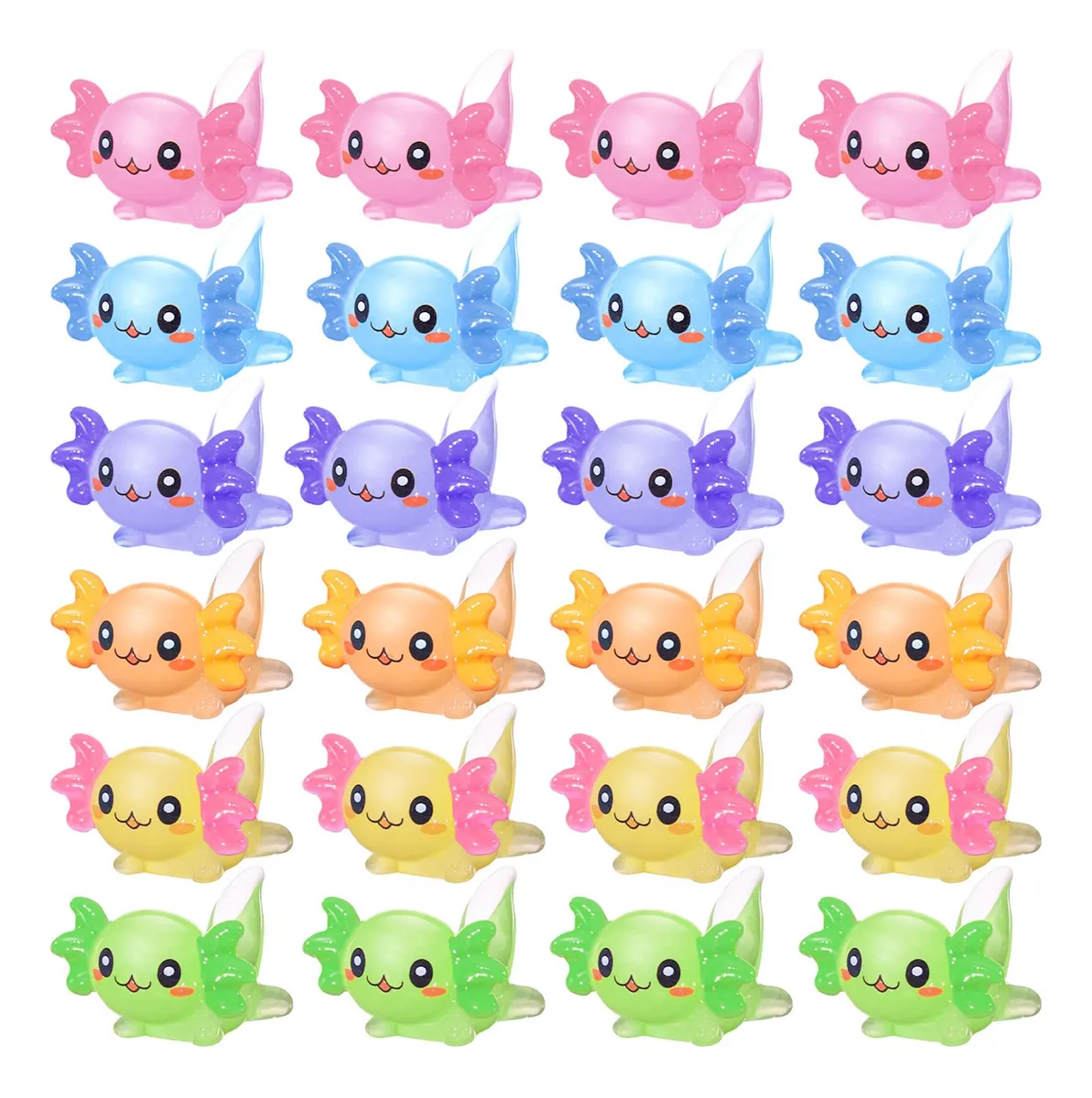 300 Mini Dijes de Resina de Axolotl Multicolor para Decoración DIY - Adornos Creativos para Manualidades y Joyería