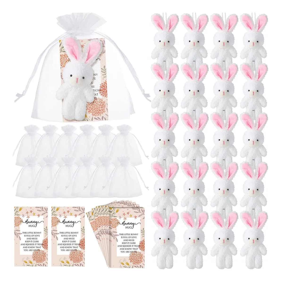 24 Sets Regalo Peluche Conejito Navidad Mini Tarjeta - Adorno Festivo, Decoración Hogar, Coleccionable - Regalo Ideal para Niños y Adultos