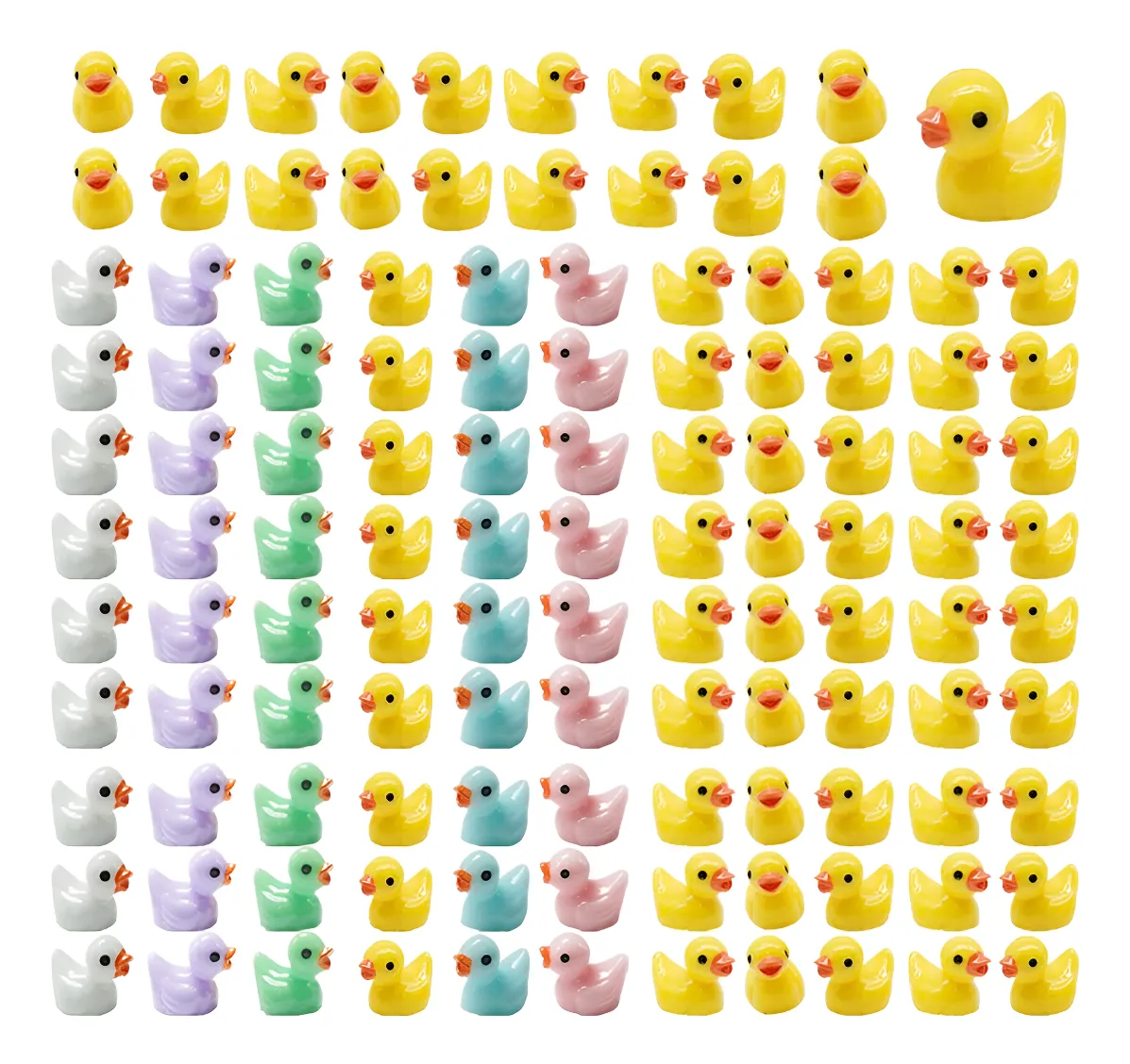 Mini Patos de Resina 100 Piezas para Manualidades y Decoración - Adorno Multicolor Kawaii para Proyectos Creativos y Eventos