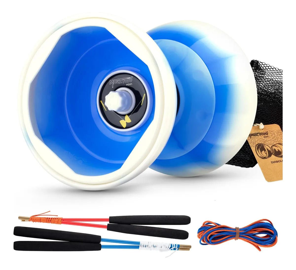 Yoyo Chino Diábolo Profesional 12.7 cm, Incluye 2 Palos y Cuerdas | Juguete de Habilidad y Destreza para Todas las Edades