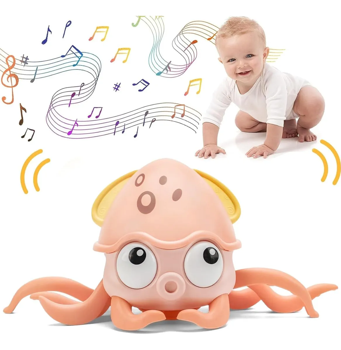 Cangrejo Juguete Interactivo para Gatear con Música y Luces LED | Estimula el Desarrollo Infantil | Divertido y Educativo para Bebés y Niños Pequeños