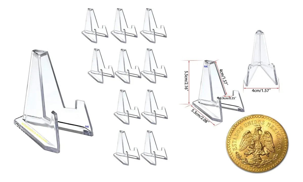 10 Pedestales Acrílico Transparente 55mm para Exhibición de Monedas y Medallas Coleccionables | Soporte Premium para Álbumes y Vitrinas