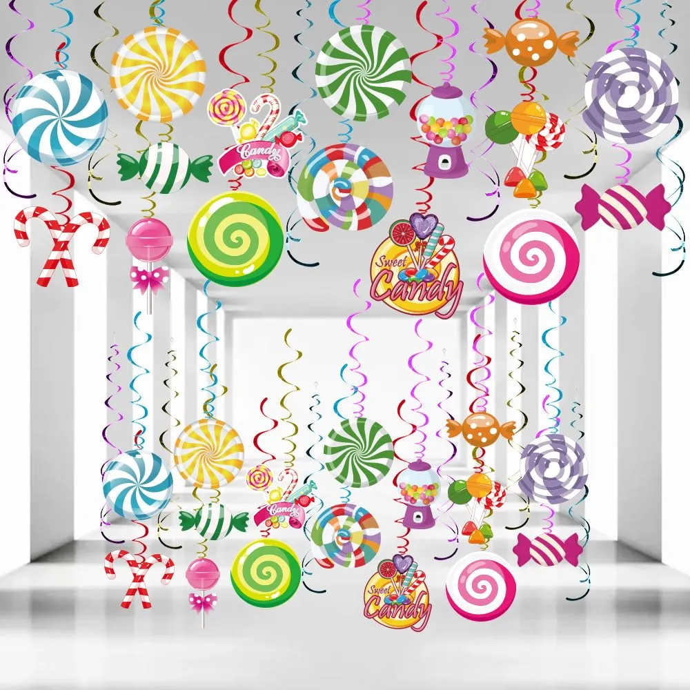 38 Piezas Decoración Colgante Caramelo para Fiestas Temáticas - Adornos Dulces Creativos para Celebraciones - Nombre de Diseño Variados