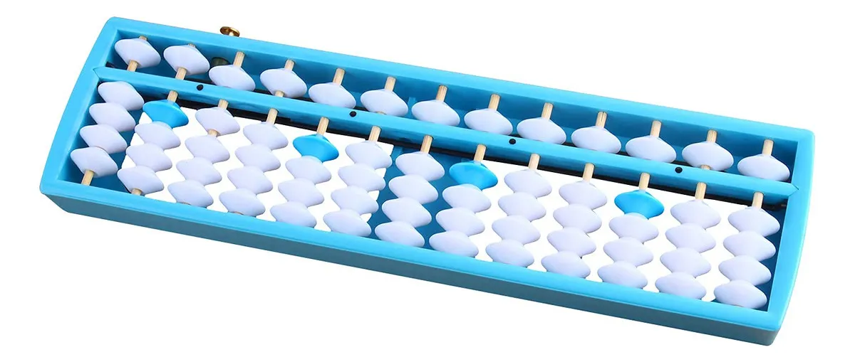 Ábaco Aritmético De Abalorio Azul Con Botón De Reinicio - Herramienta Educativa De 13 Columnas Para Aprender Matemáticas | Soroban Profesional para Niños y Adultos