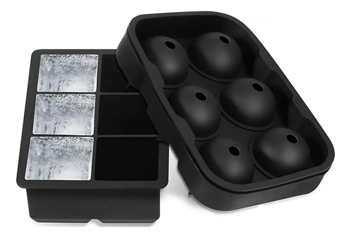Bandeja Moldes Silicona para Cubitos de Hielo 2 Cavidades Flexibles de Fácil Extracción para Bebidas Refrigeradas y Congelados Caseros