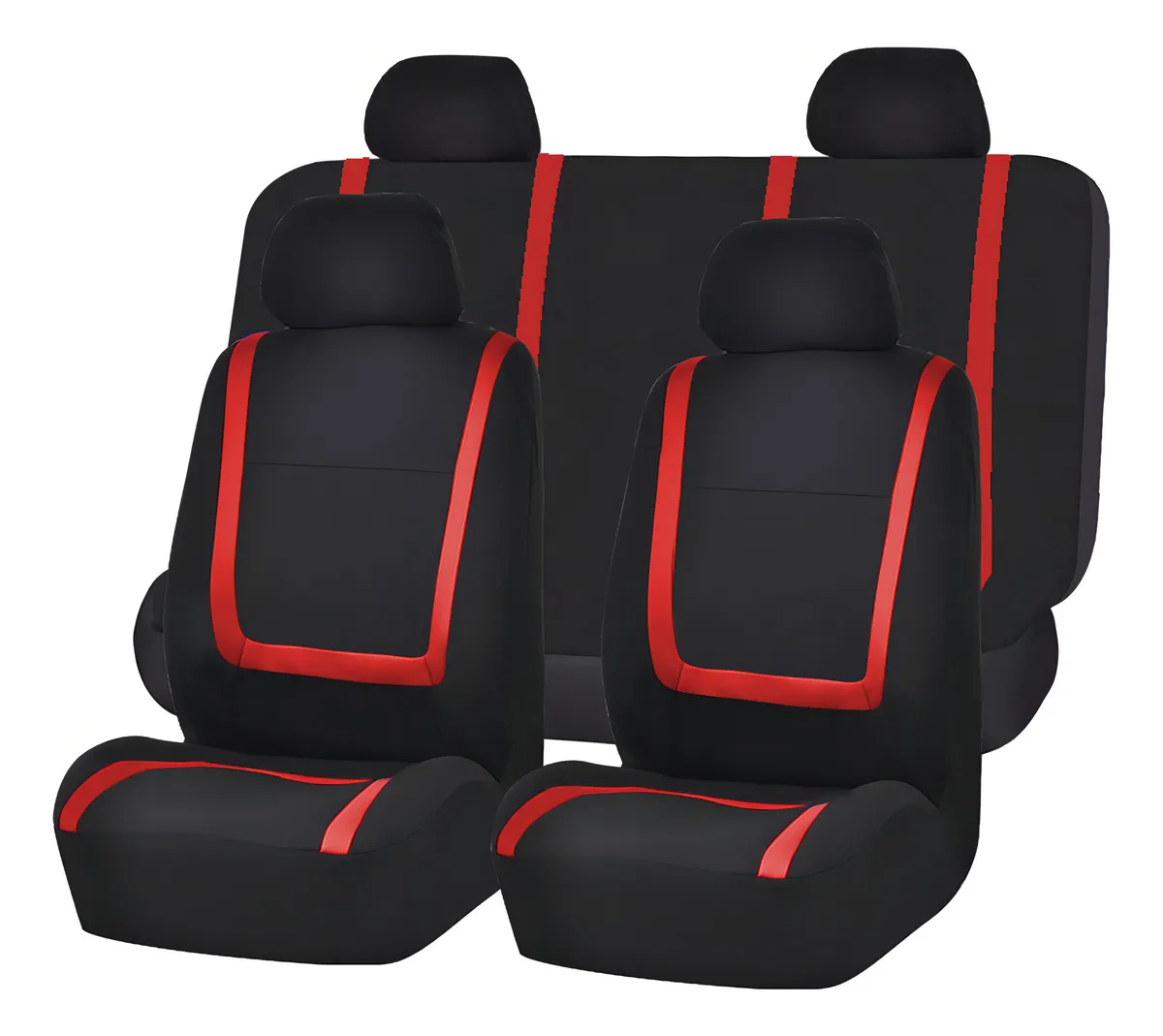Funda de Asiento de Auto Roja Universal con 4 Cabeceras Extraíbles - Protección y Estilo Premium para tu Vehículo