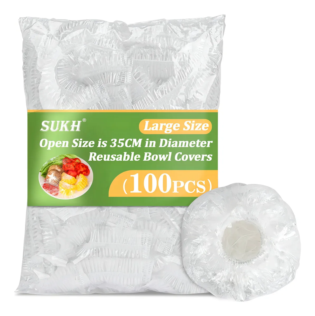 100 Fundas Reutilizables Elásticas para Cuencos de Plástico: Tapa Hermética Universal para Conservar Alimentos Frescos - Reutilizables y Ecológicas