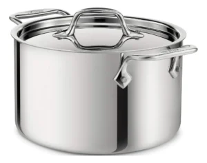Cacerola Acero Inoxidable 3 Cuartos con Tapa - Utensilio de Cocina Duradero y Versátil para Uso Diario - Acabado Plata Profesional