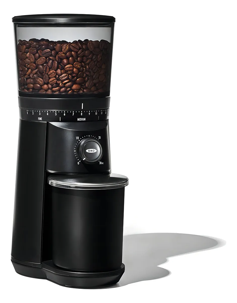 Molinillo de Café Cónico Oxo Brew Negro Mate: Molienda Precisa y Uniforme para un Café Perfecto | Fácil de Usar | Diseño Elegante