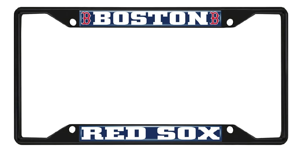 Marco de Matrícula Boston Red Sox de Metal Negro Azul Marino | Soporte Premium para Placa de Coche con Diseño Oficial | Accesorio de Automóvil Deportivo