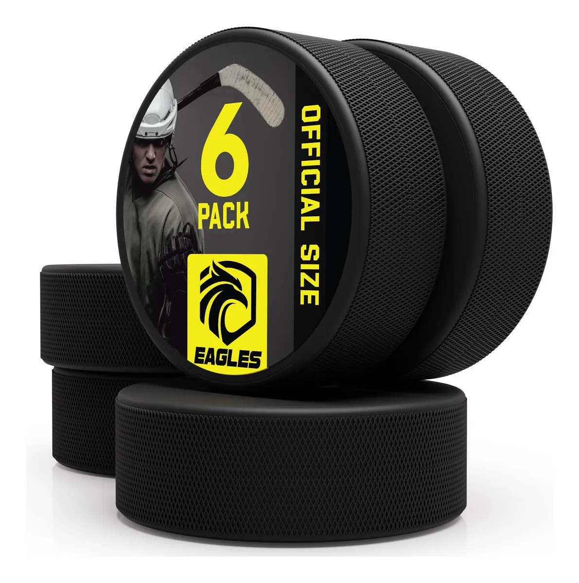 Pucks de Hockey sobre Hielo Oficiales 4/6 Piezas - Diámetro 7.6cm, Grosor 15cm - Accesorios Deportivos para Entrenamiento y Competición