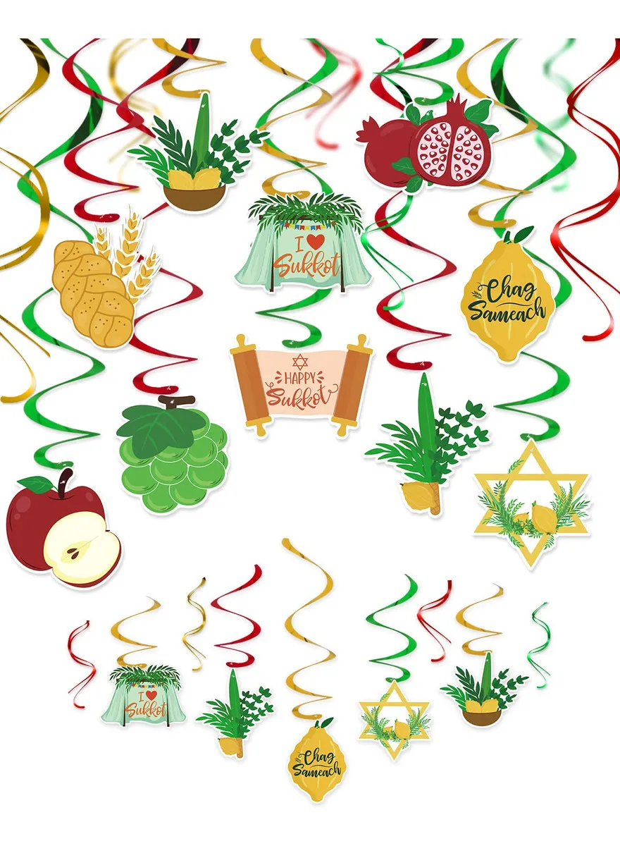 30 Piezas Decoraciones Colgantes Remolino para Sukkot - Adornos Festivos Exteriores para Celebraciones de Otoño - Fácil Instalación - Reutilizables