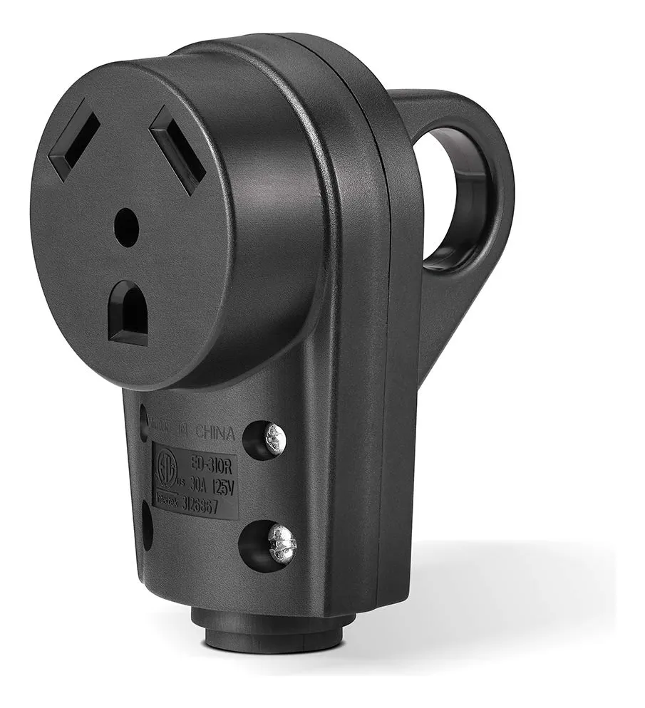 Adaptador Enchufe RV 30 Amperios Hembra con Asa - Conexión Segura y Fácil para tu Autocaravana - Resistente y Duradero