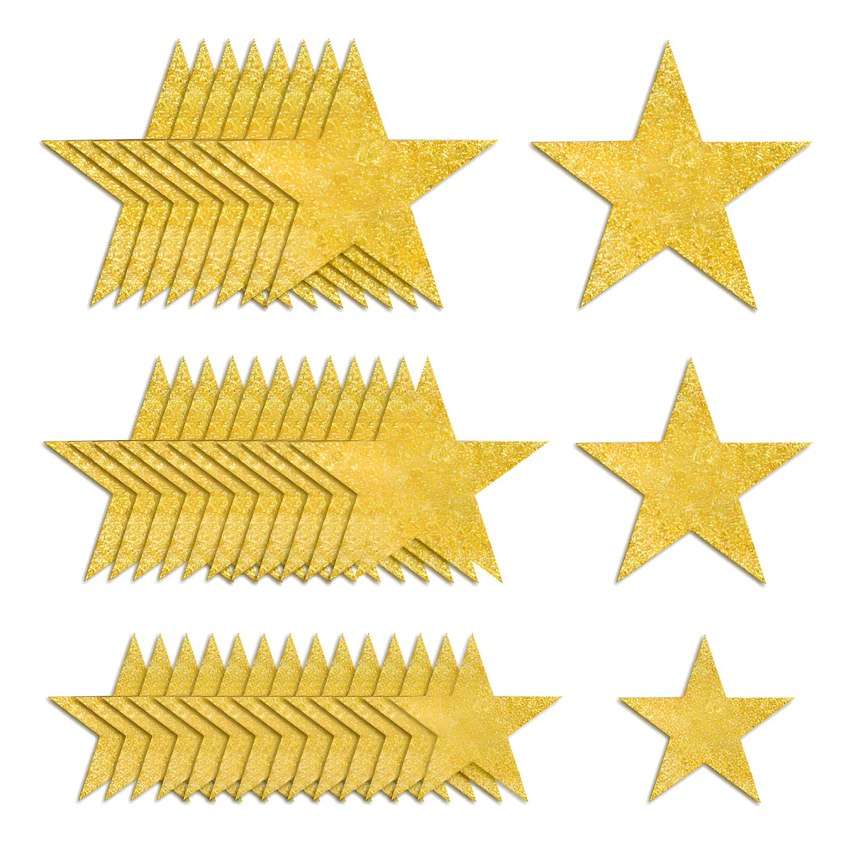 120 Recortes Estrella Dorada con Purpurina para Decoración y Manualidades - Brillo Metálico Deslumbrante - Tamaño Surtido - Dorado Festivo