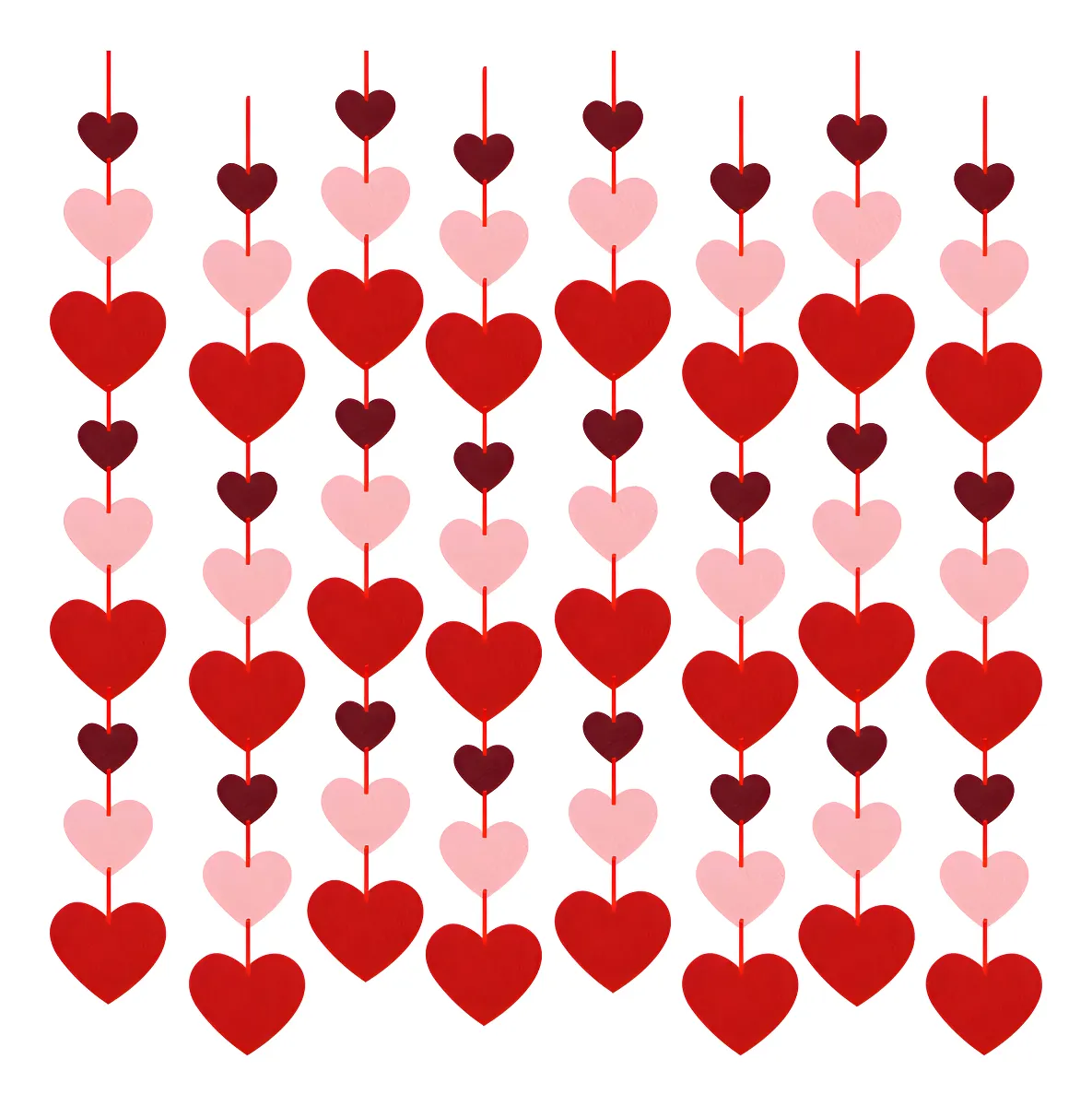 8 Guirnaldas Colgantes de Corazón de Fieltro para Decoración Romántica de San Valentín y Fiestas - Adorno Colgante Artesanal para Celebraciones