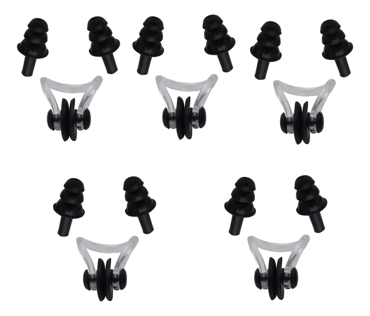 5 Pares de Tapones de Oídos de Silicona para Nadar con Clips para Nariz en 6 Colores - Máximo Confort y Protección para Deportes Acuáticos