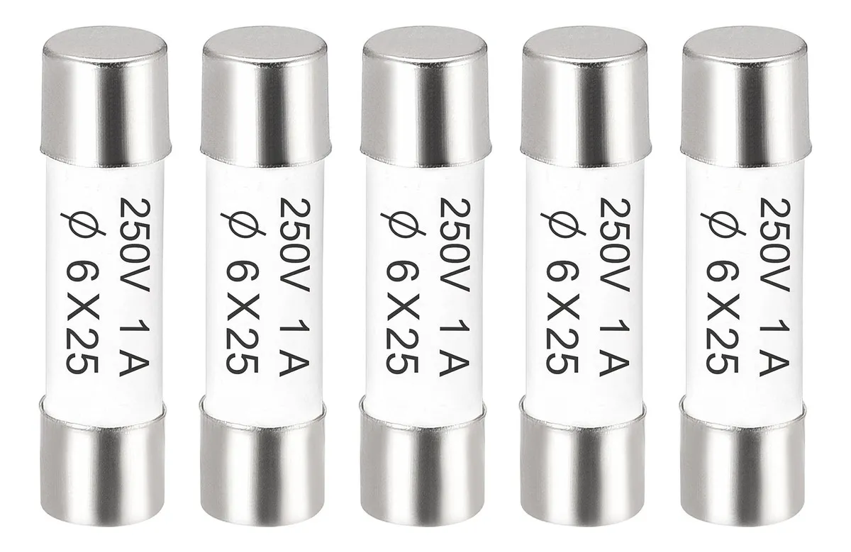Fusibles Cerámicos 1A 250V 6x25mm Pack 5 Unidades - Protección Eléctrica Rápida y Segura para Equipos