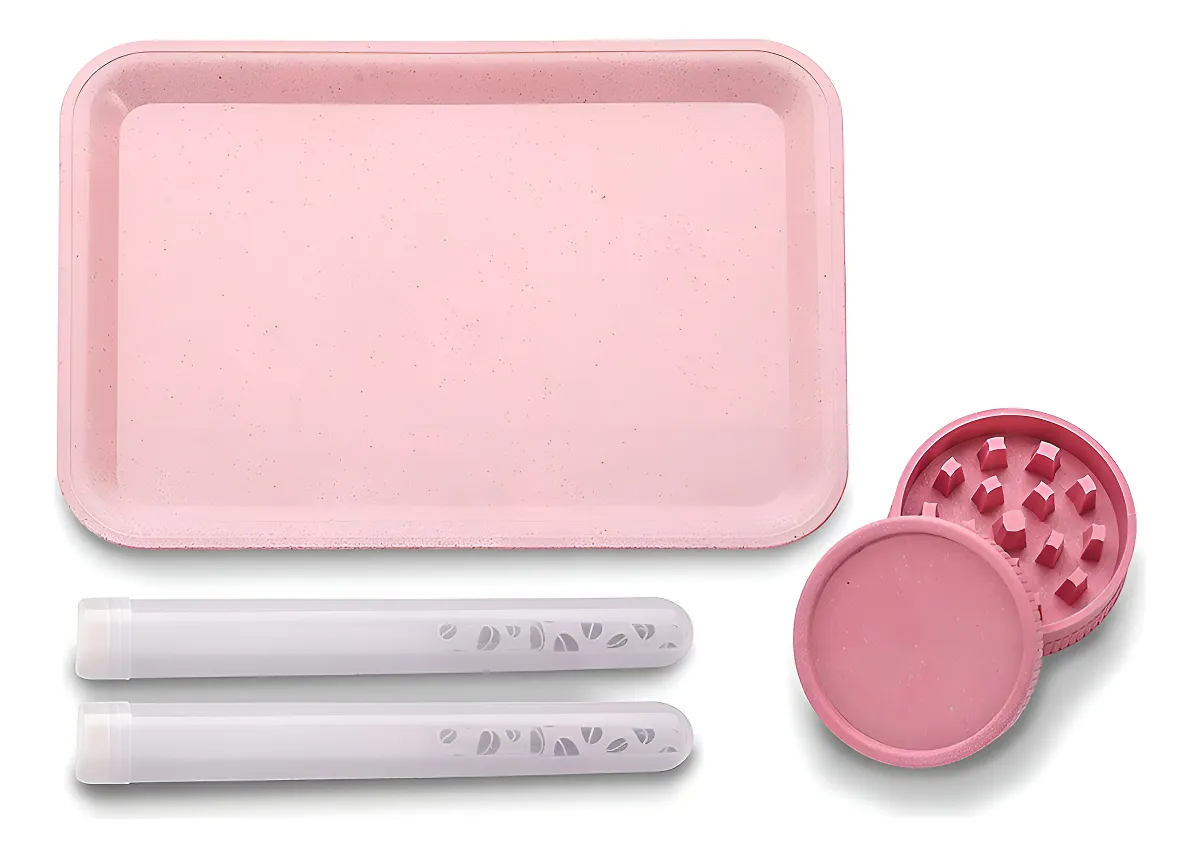 Combo Molinillo de Hierbas 5.6cm con Bandeja, Tubos y Papeles - Accesorios Esenciales para Preparación de Hierbas de Alta Calidad