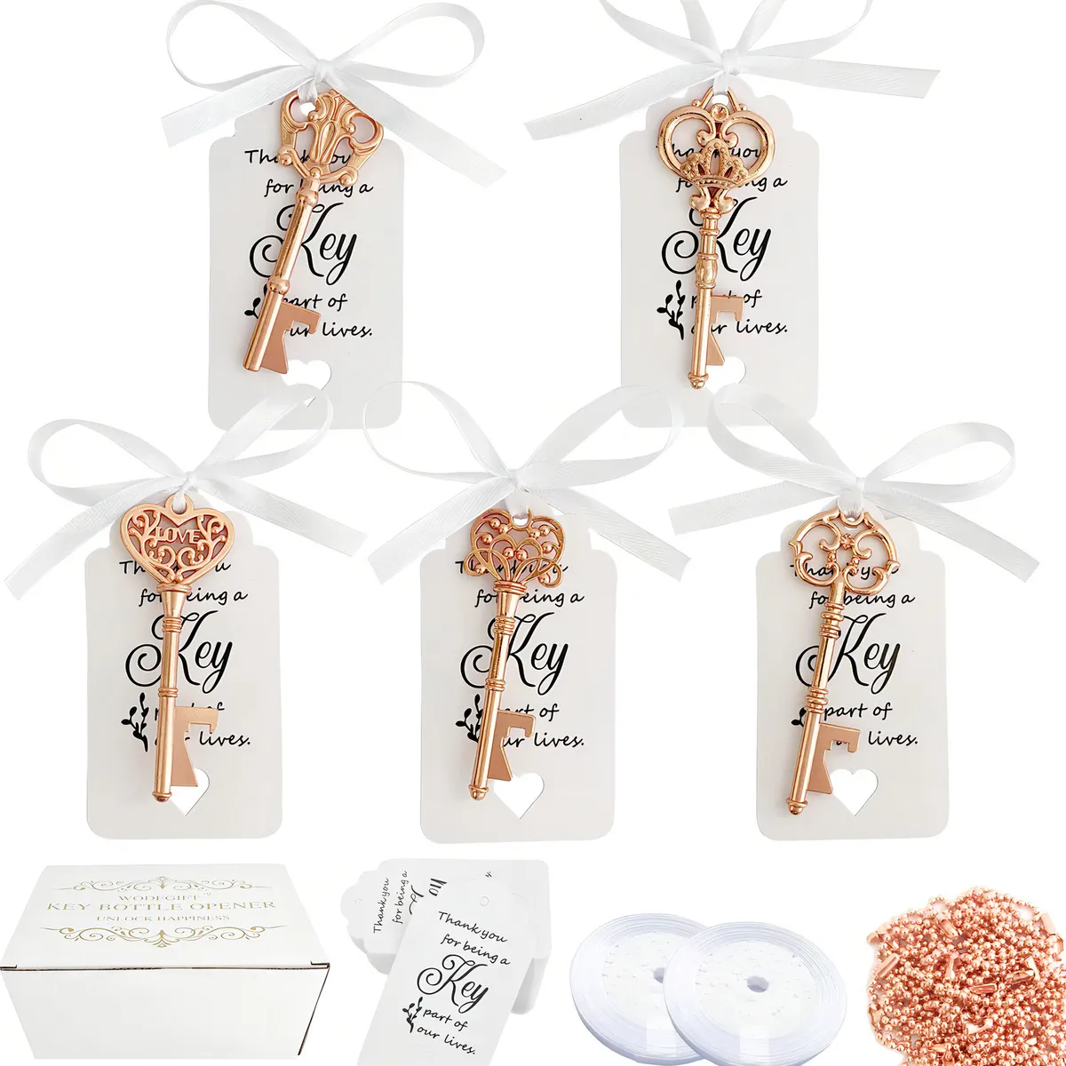 100 Abrebotellas Elegantes Oro Rosa para Bodas y Fiestas | Ideal como Detalle de Invitados y Recuerdos Festivos | Accesorio de Bar Duradero y con Estilo