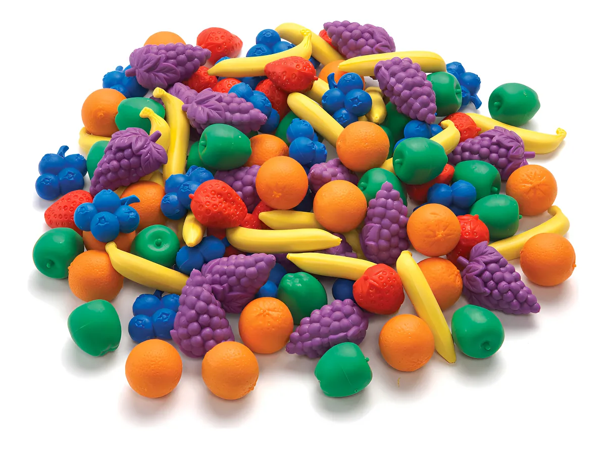 Contadores de Frutas Juego 108 Piezas para Manipulación y Matemáticas - Material Didáctico Educativo para Niños - Fomenta Habilidades Numéricas y de Conteo