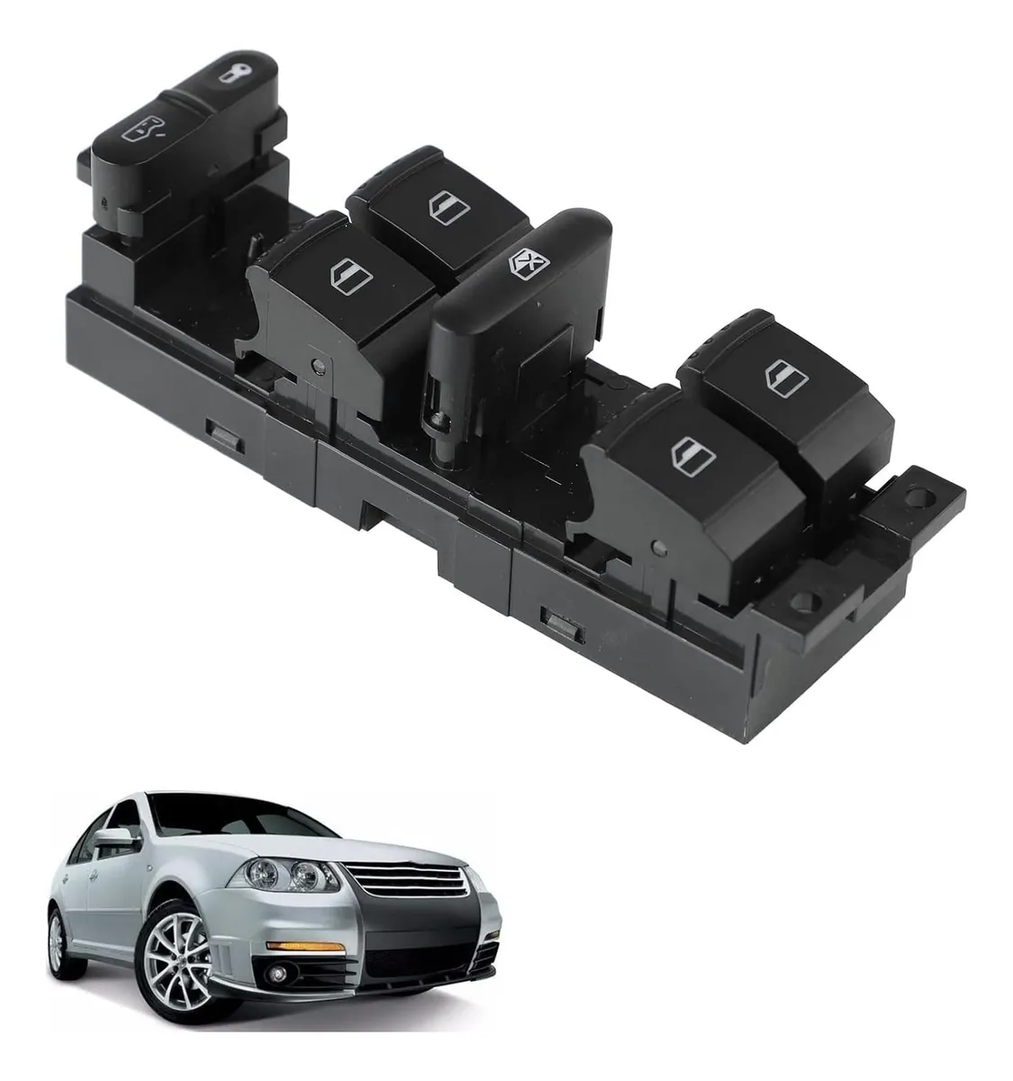 Botonera Control Maestro Ventana Elevador Compatible VW Jetta - Repuesto Directo - Mando Elevalunas Eléctrico - Botón Ascensor Cristal