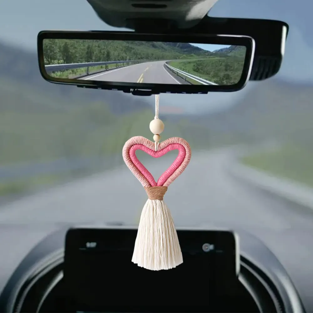 Colgante Espejo Coche para Mujer Corazón Rosa - Accesorio Decorativo Elegante para Interior de Vehículo