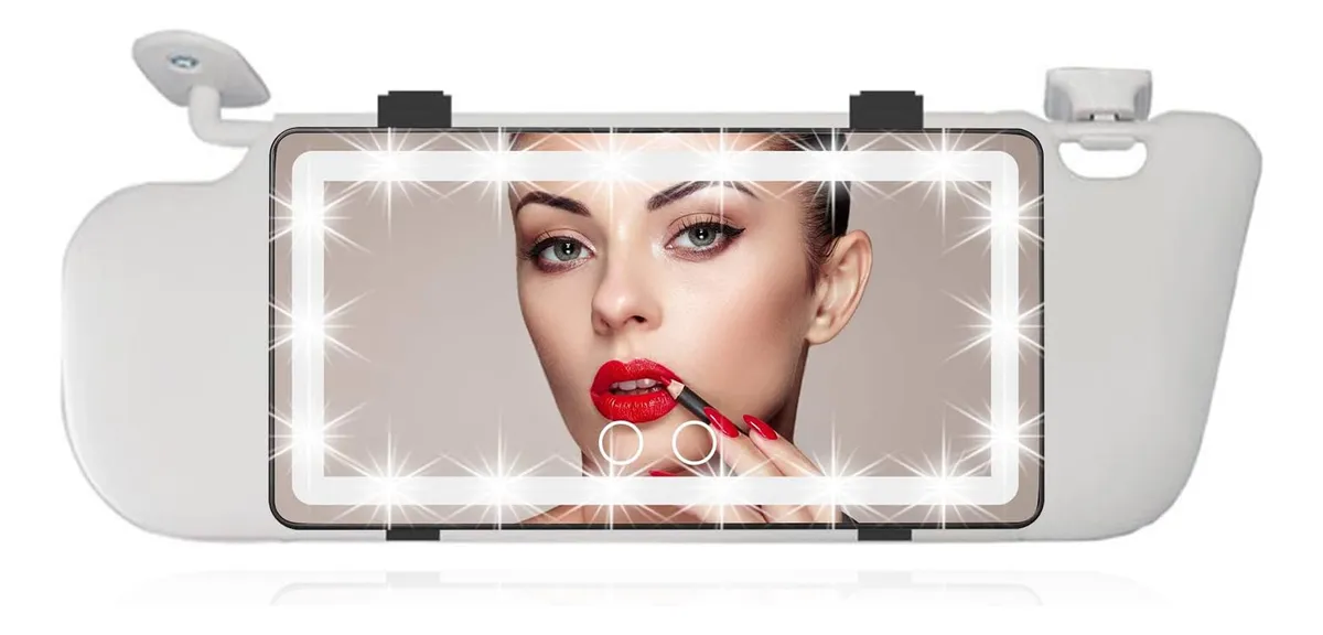 Espejo de Vanidad para Coche con Luz LED Táctil Recargable - Iluminación Ajustable para Maquillaje y Aseo Diario - Diseño Elegante con Marco de Color Personalizable