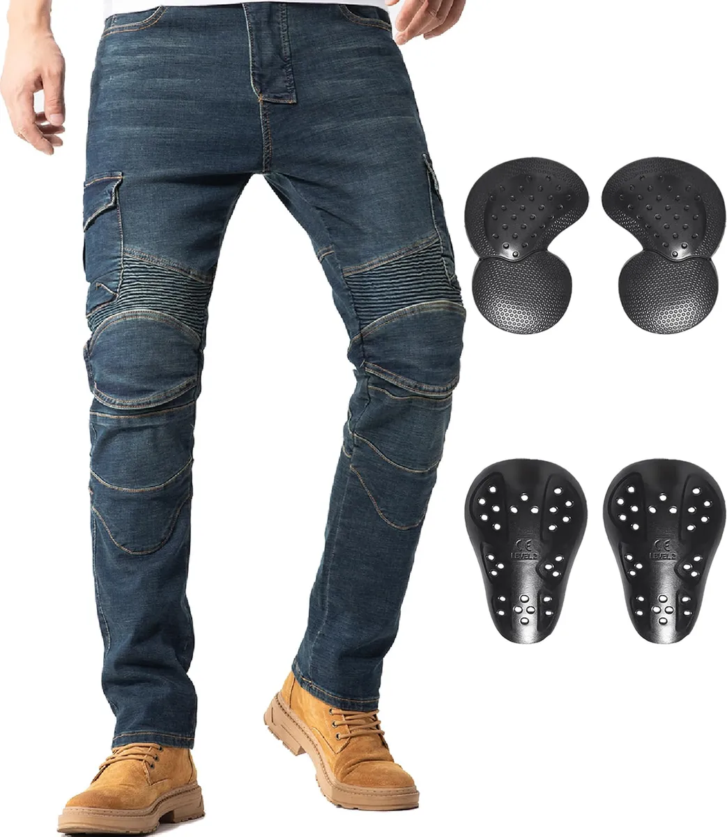 Pantalones de Motocicleta para Hombre con Protección CE | Pantalones de Motorista Resistentes y Seguros para Carretera y Aventura | Talla Ajustable | Color Versátil