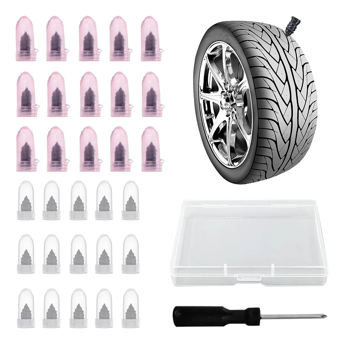 30 Piezas Clavos de Reparación para Neumáticos de Coche y Moto - Solución Rápida y Segura para Pinchazos - Herramienta Indispensable para Emergencias Viales