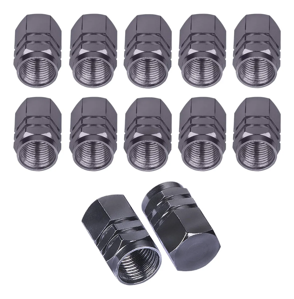 12 Tapones de Válvula para Neumáticos de Aluminio Cromado Universal | Protección y Estilo para Ruedas de Coche, Moto y Bicicleta