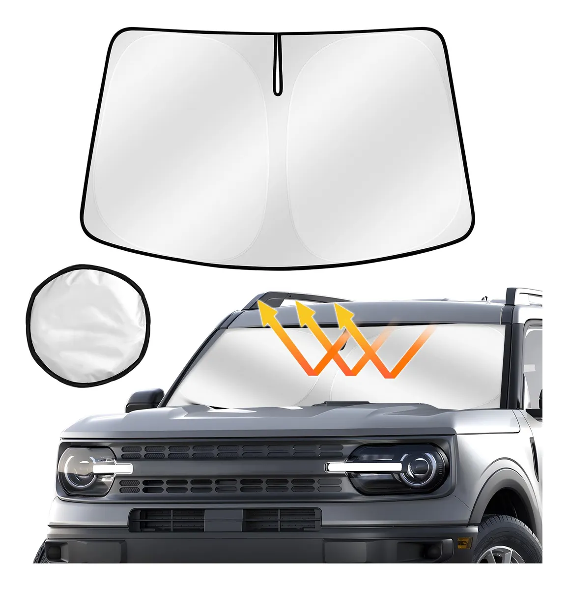 Parasol Parabrisas Ford Bronco Sport 2021-2025: Protección Solar y Térmica Premium, Bloquea Rayos UV, Fácil Instalación