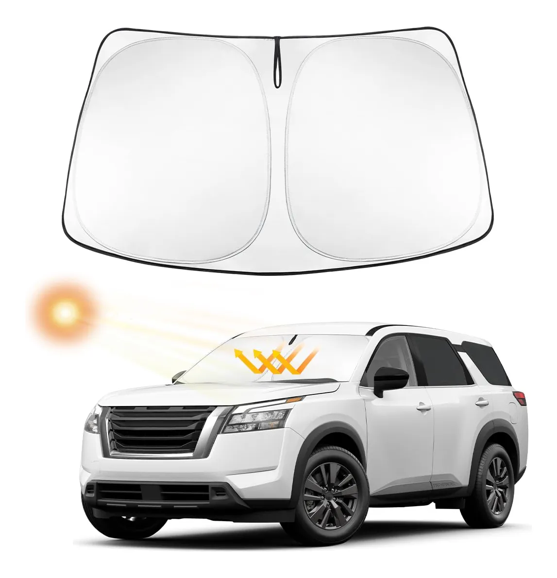 Parasol Plegable Personalizado para Parabrisas Nissan Frontier 2022-2024 | Protección Solar UV Ideal | Fácil Almacenamiento y Colocación