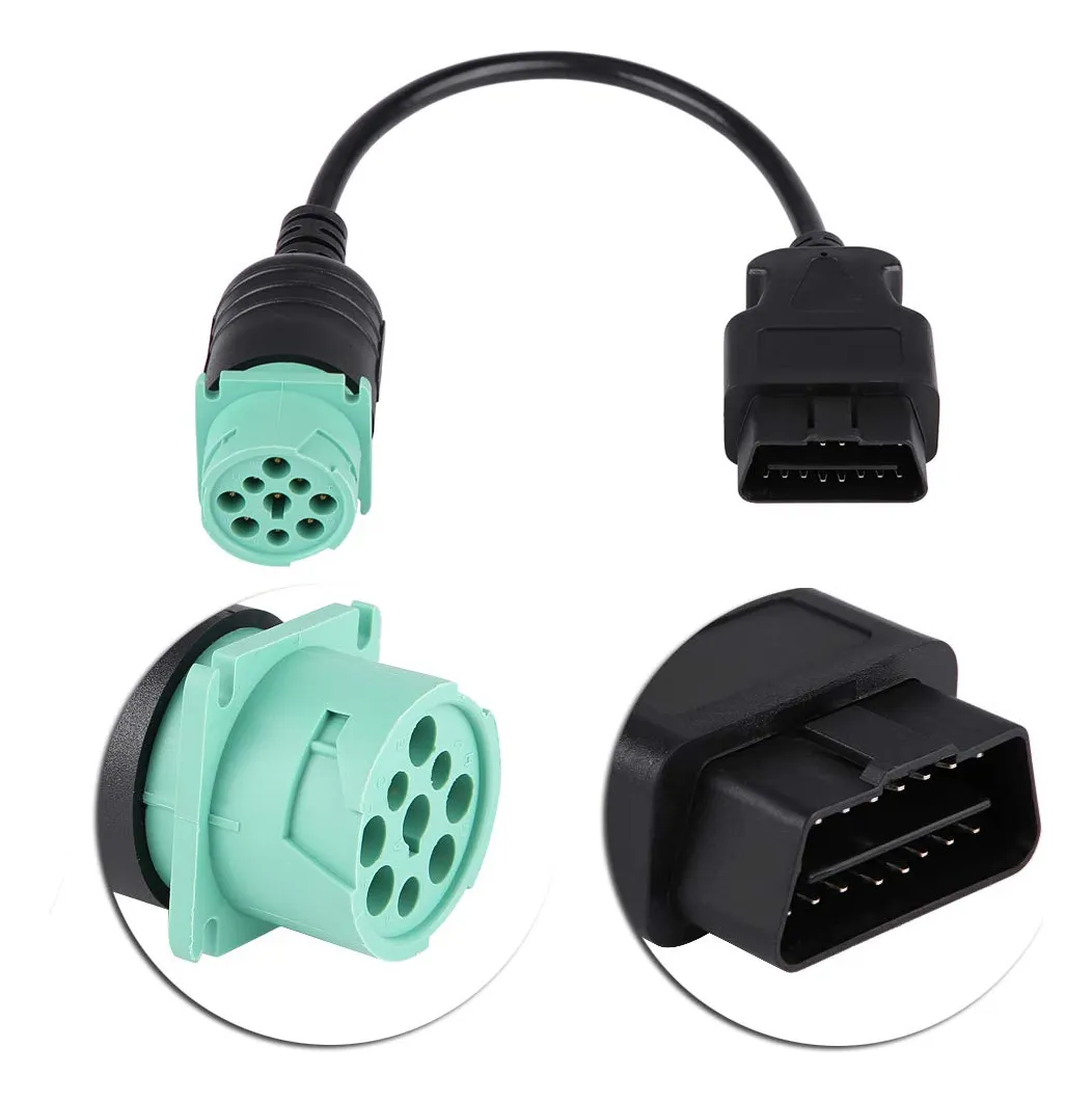 Adaptador OBD2 Cable Diagnóstico 9 Pines a 16 Pines para Vehículos Diésel - Conexión Rápida y Fiable para Escáneres Automotrices Profesionales