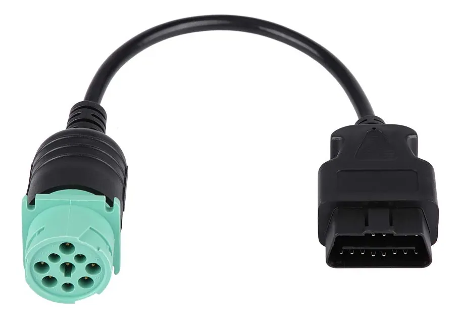 Adaptador OBD2 de 9 pines a 16 pines para camiones diésel | Conector J1939 a OBDII | Diagnóstico profesional de vehículos pesados
