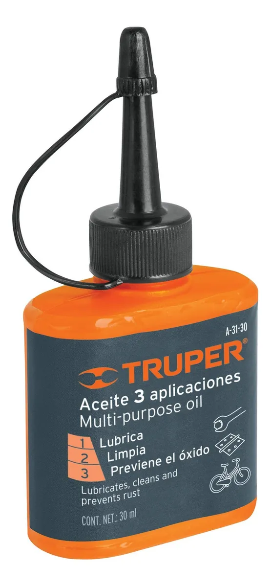 Aceite Multiuso Truper A-31-30 30ml - Lubricante y Protección contra Corrosión para Hogar y Taller | Fórmula Avanzada