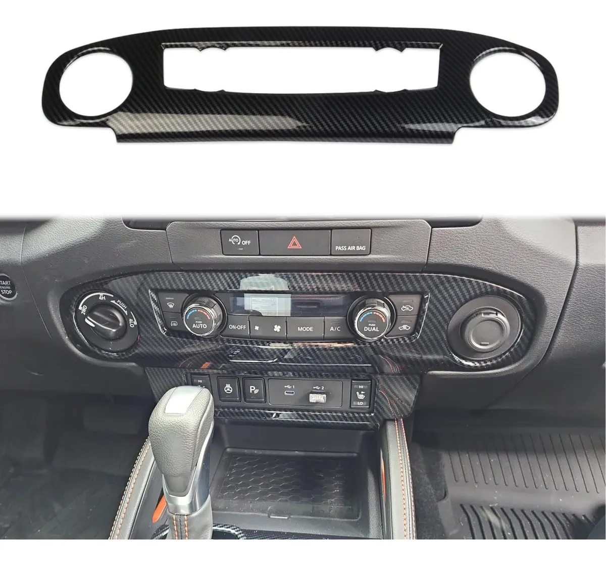 Panel de Aire Acondicionado Fibra de Carbono para Nissan Frontier 2022 | Mejora Estética Interior y Durabilidad