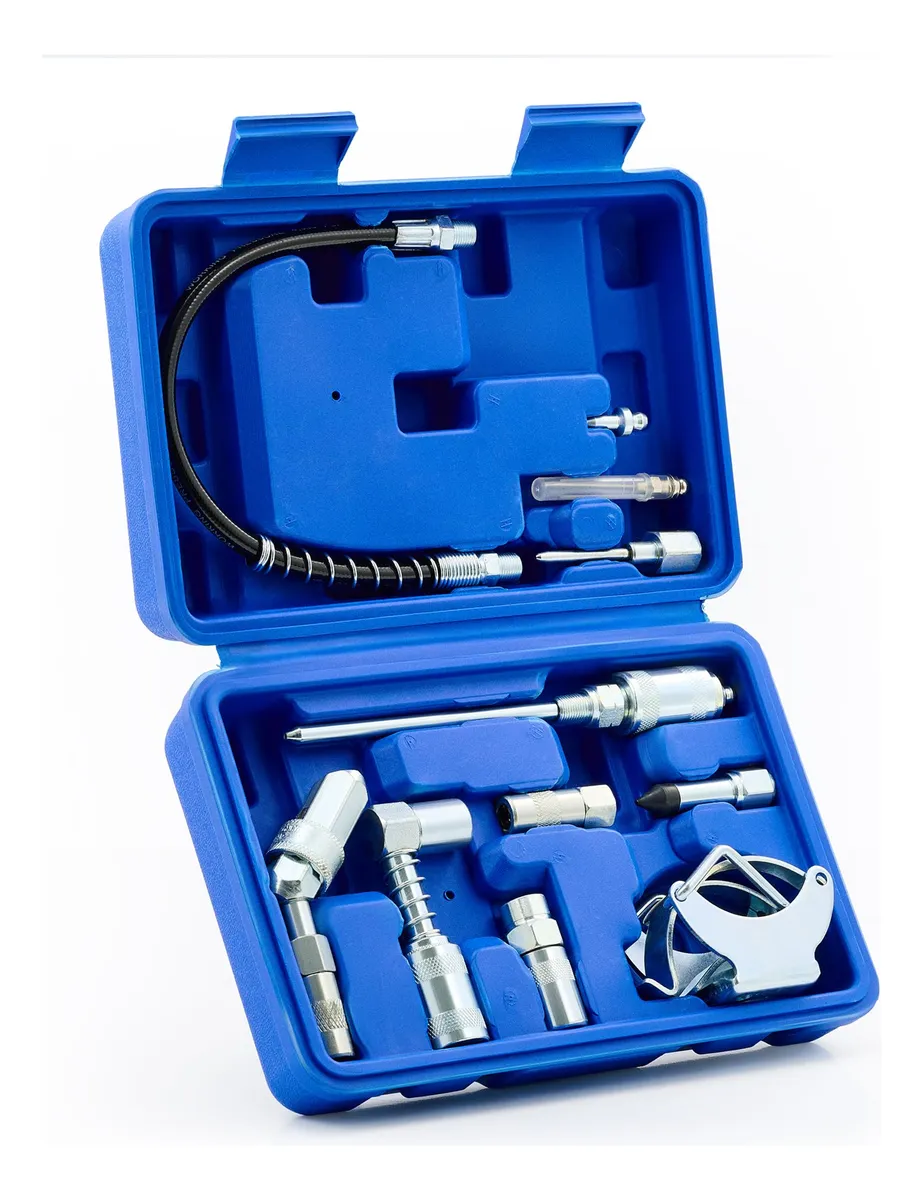 Kit de 11 Piezas Accesorios para Pistola de Grasa: Ideal para Zonas Difíciles de Acceder | Profesional y Duradero