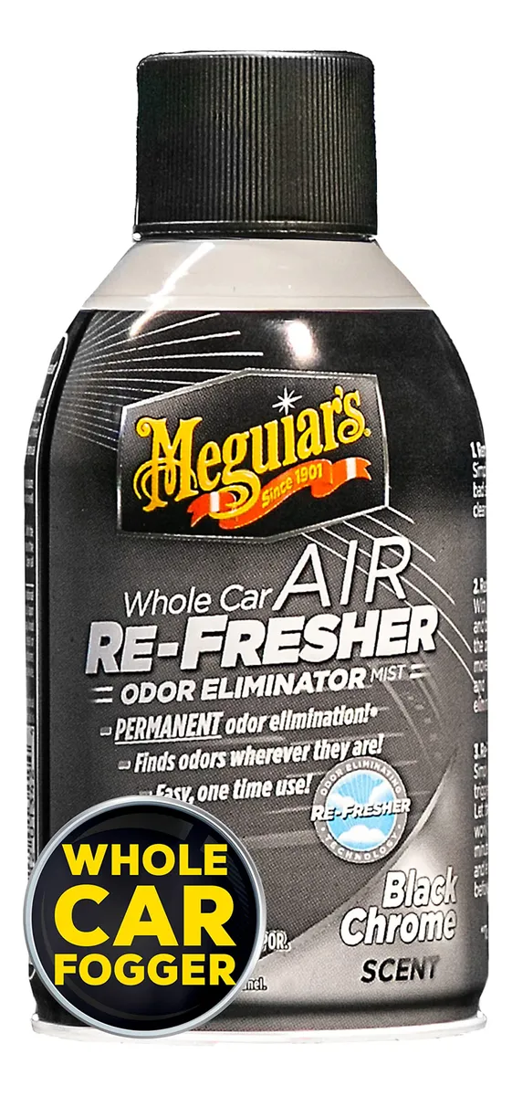 Meguiar's Eliminador de Olores Black Chrome 57g - Fragancia Duradera para Automóviles - Neutraliza Malos Olores - Solución Profesional para Interior de Coche
