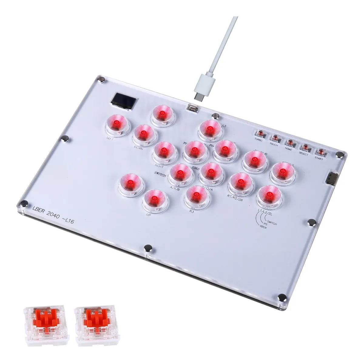 Controlador Arcade Stick L16 con RGB y Turbo - Blanco, Joystick Profesional para Juegos de Lucha y Arcade, Experiencia Inmersiva